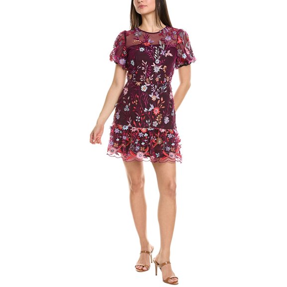 Milly womens  Yasmin Tropical Garden Mini Dress, 2, Purple