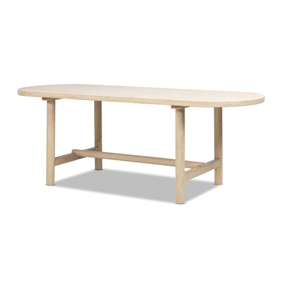 Milo 85" 8-Seat Oval Reclaimed Wood Dining Table, Light Natural Cerused Reclaimed Pine Wood