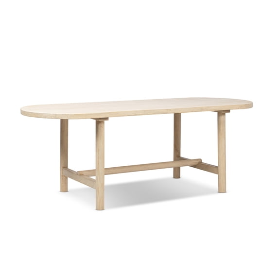 Milo 85" 8-Seat Oval Reclaimed Wood Dining Table, Light Natural Cerused Reclaimed Pine Wood