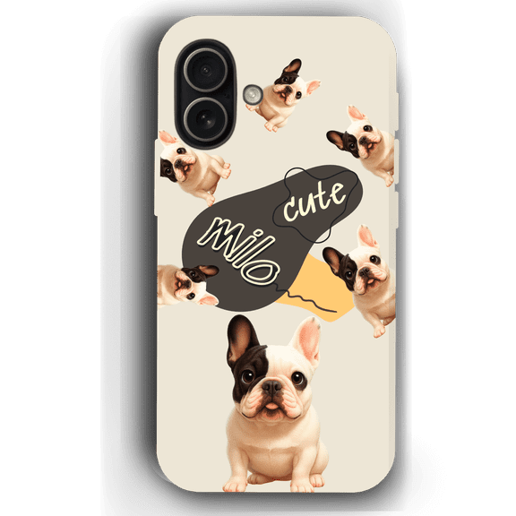 “Milo Cute” Design Custom Pet iPhone 17 Case by YingMart - Personalized Animal Portrait, Protective Cover for Pet Lovers (SoftAlmond, iPhone17, Style3)