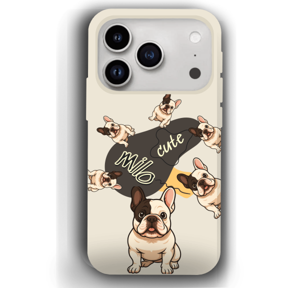 “Milo Cute” Design Custom Pet iPhone 17 Case by YingMart - Personalized Animal Portrait, Protective Cover for Pet Lovers (SoftAlmond, iPhone17ProMax, Style2)