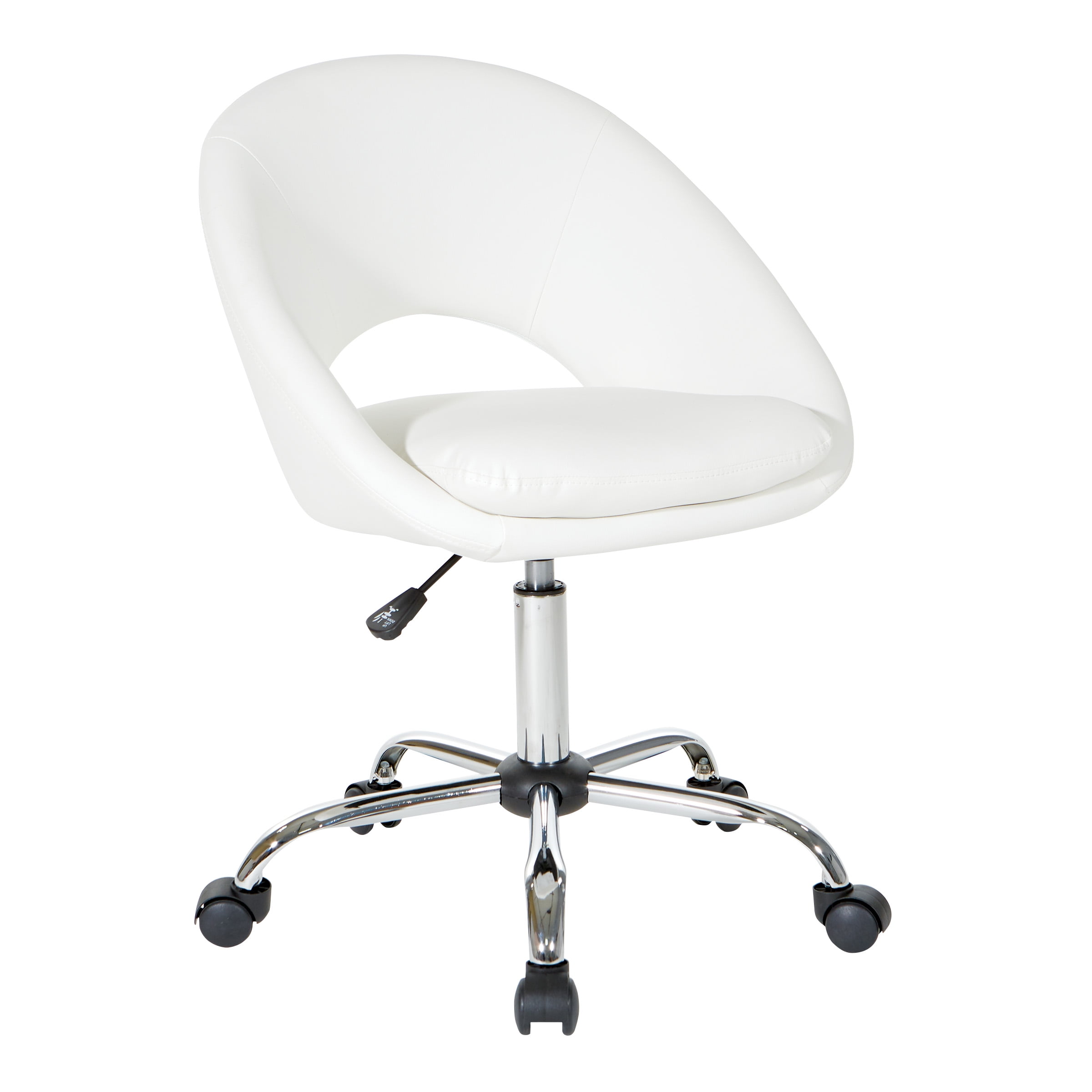White Leather Adjustable Modern Swivel Office Chair
