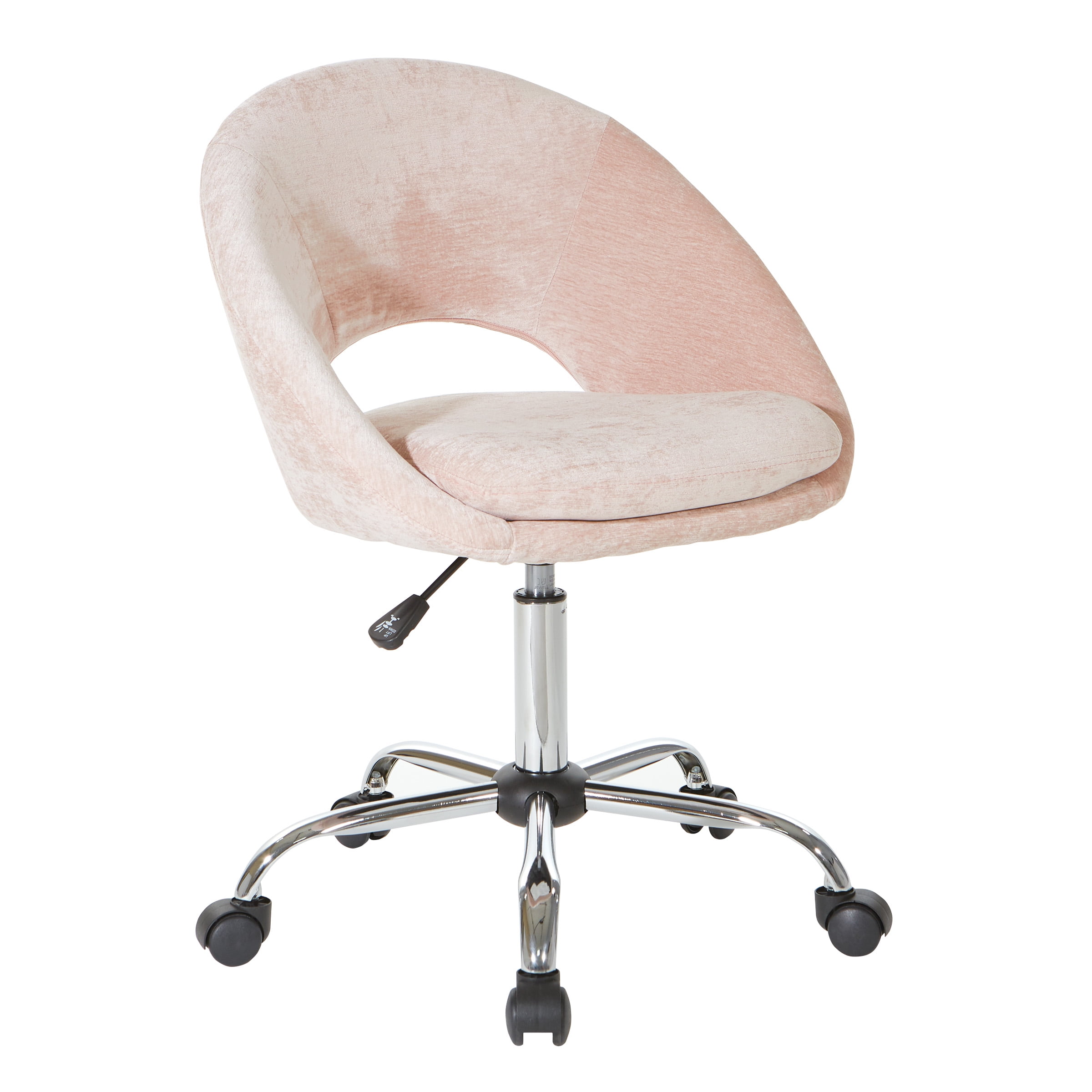 Blush Chrome Adjustable Swivel Office Chair with Padded Seat