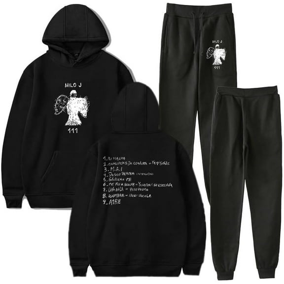 Milo J 111 Album Hoodie Jogger Pants Two Piece Set Sweatshirts Sweatpants Young Singer Merch Women Men's SetV