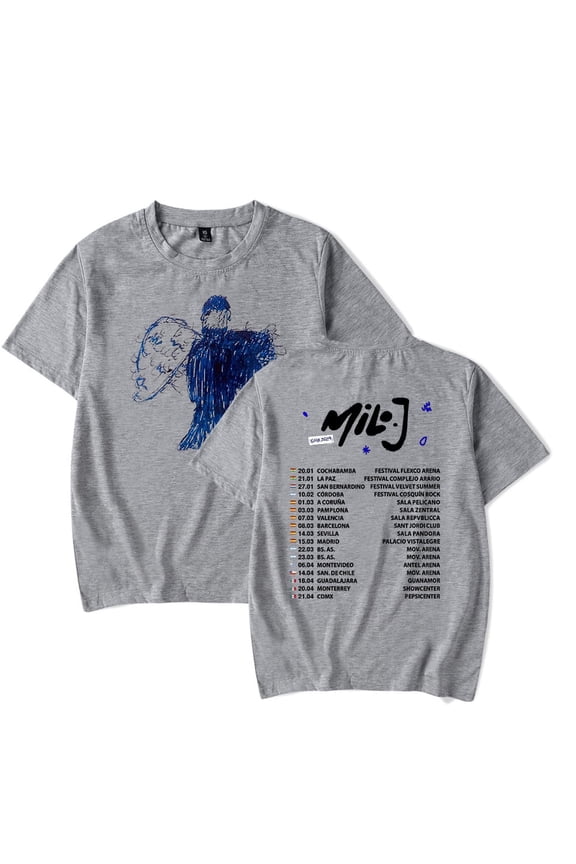 Milo J 2024 Tour Merch Pop Graphics Print Crew Neck Unisex Casual Trendy Short Sleeve T-Shirt