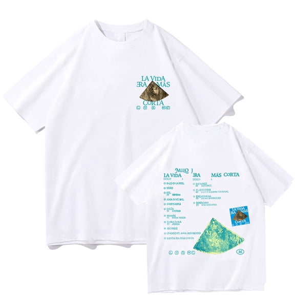 Milo J La Vida Era Mas Corta Album T Shirts Men Women Fashion Hip Hop Cotton T Shirts Comfortable Clothes