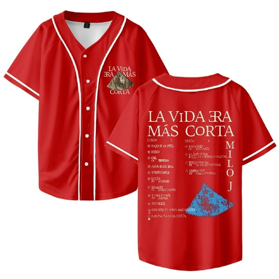 Milo J La Vida Era Mas Corta Merch Baseball Jersey Shirt V-Neck Women Men Short Sleeve Streetwear Clothes