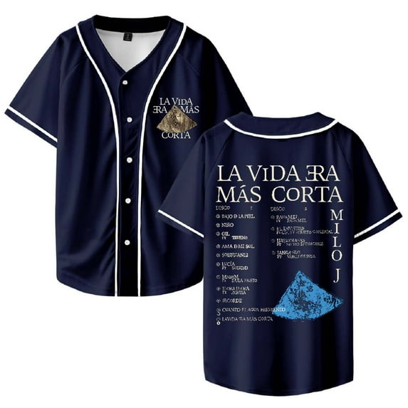 Milo J La Vida Era Mas Corta Merch Baseball Jersey Shirt V-Neck Women Men Short Sleeve Streetwear Clothes