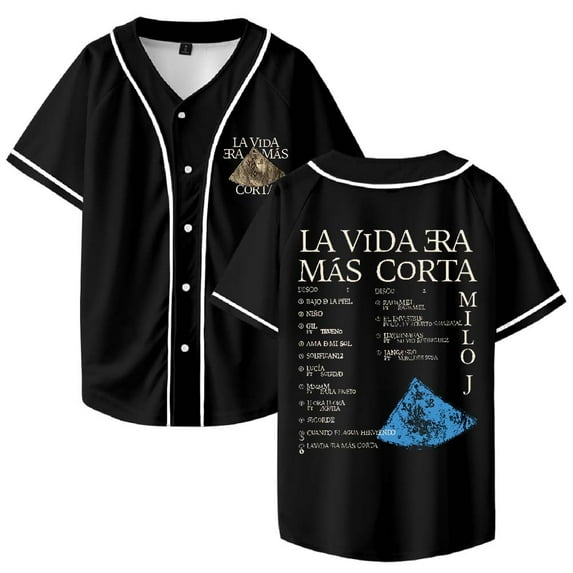 Milo J La Vida Era Mas Corta Merch Baseball Jersey Shirt V-Neck Women Men Short Sleeve Streetwear Clothes
