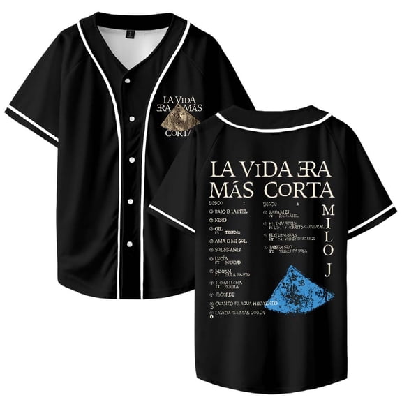 Milo J La Vida Era Mas Corta Merch Baseball Jersey Shirt V-Neck Women Men Short Sleeve Streetwear Clothes