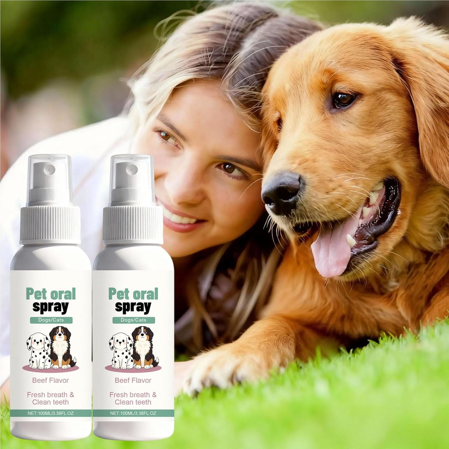 Milo Lab Co Pet Dental Care Spray, 3.38 Oz/100ml, No-Brush Oral Care Formula, Natural Breath Freshener, Gentle Daily Oral Care for Pets (2 Pack)