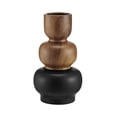 thumbnail image 1 of Milo Trinnet Three Tiered Stack Modern Two Tone Tabletop Vase - Black and Walnut - Large, 1 of 8