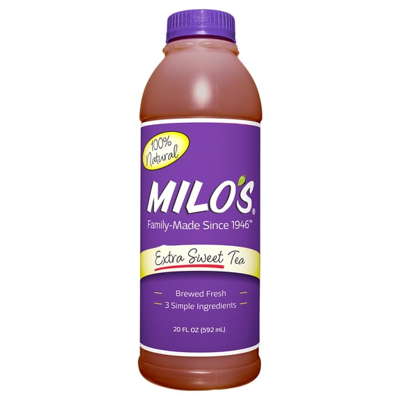 Milo's Extra Sweet Tea, Refrigerated Iced Tea, 20 fl oz Bottle, No Preservatives, 100% Natural, Brewed Fresh Daily