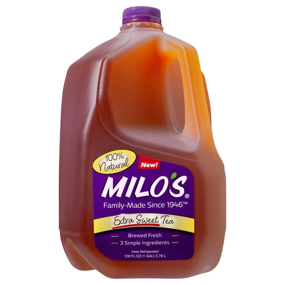Milo's Extra Sweet Tea, Refrigerated Iced Tea, 128 fl oz Gallon, No Preservatives, 100% Natural, Brewed Fresh Daily