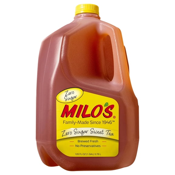 Milo's Zero Sugar Sweet Tea, Refrigerated Iced Tea, 128 fl oz Gallon, Brewed Fresh Daily