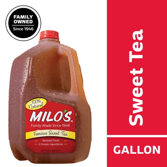 Milo's Famous Sweet Tea, Refrigerated Iced Tea, 128 fl oz Gallon, 100% Natural, No Preservatives, Brewed Fresh Daily