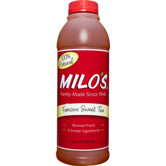 Milo's Famous Sweet Tea, Refrigerated Iced Tea, 20 fl oz Bottle, 100% Natural, No Preservatives, Brewed Fresh Daily