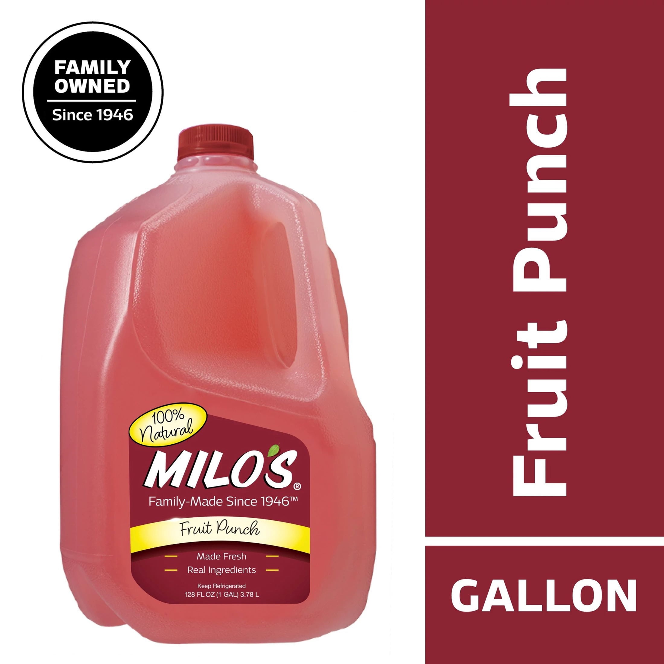 Milo's Fruit Punch, Refrigerated Juice Drink, 128 fl oz Gallon