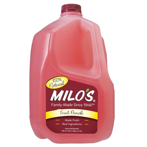 Milo's Fruit Punch, Refrigerated Juice Drink, 128 fl oz Gallon, No Preservatives, 100% Natural, Made Fresh Daily