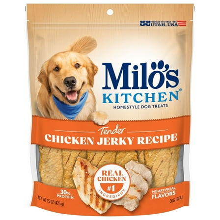 Milo’s Kitchen Chicken Jerky Recipe Dog Treats, 15 oz Bag