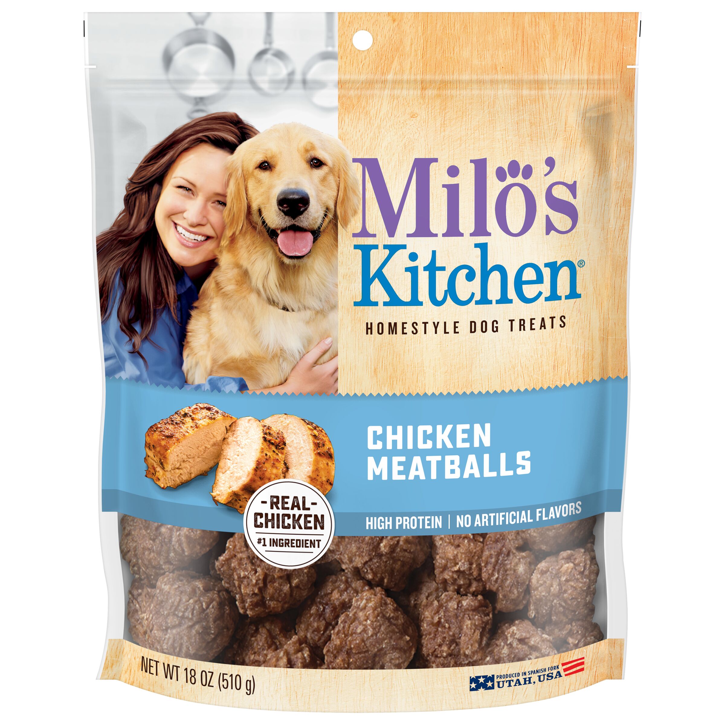 Milo's Kitchen Chicken Meatballs Dog Treats, 18-Ounce Bag - image 1 of 15