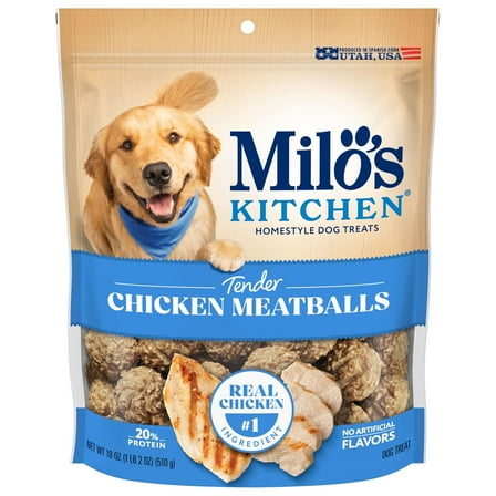 Milo’s Kitchen Chicken Meatballs Dog Treats, 18 oz Bag