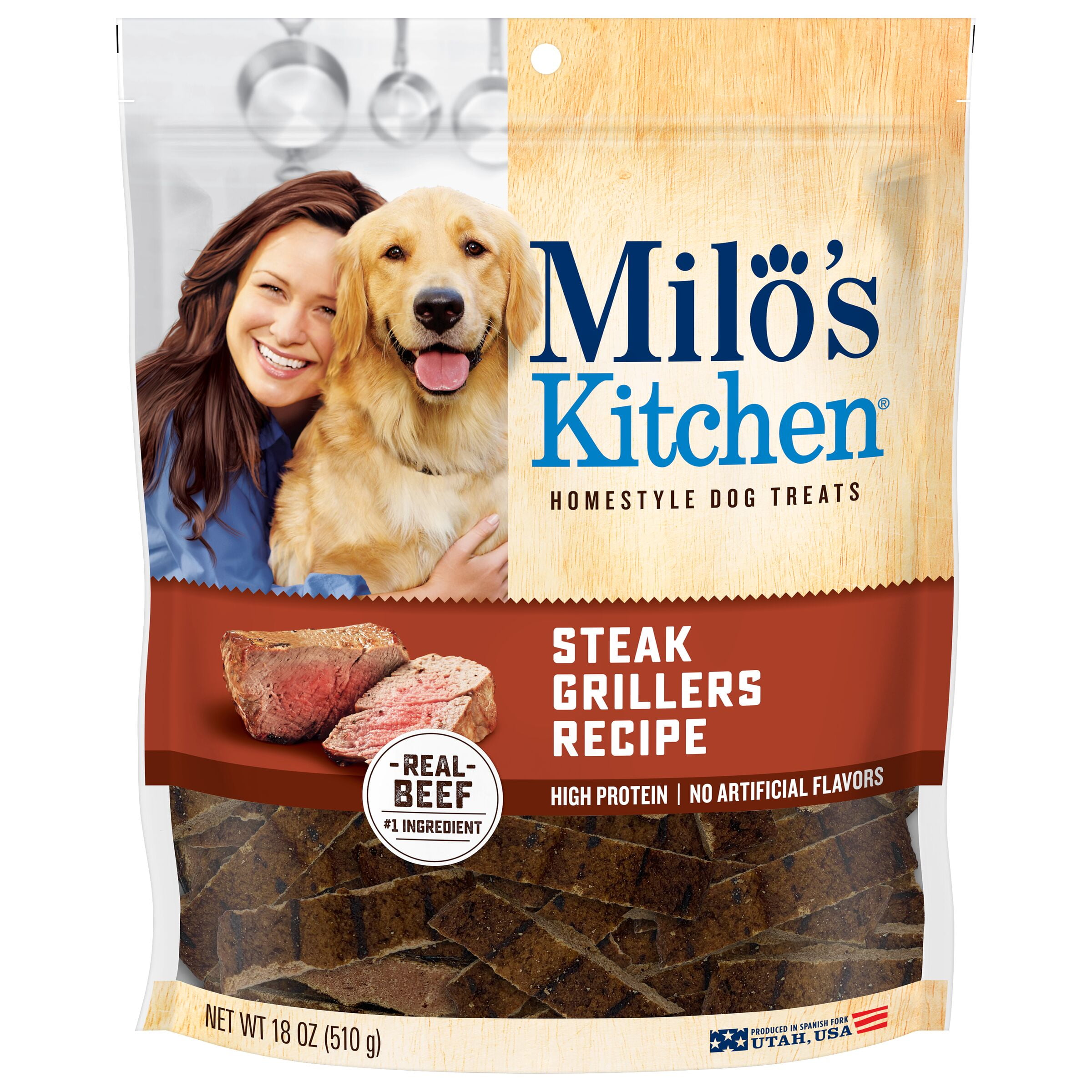 Milo's Kitchen Steak Grillers Beef Recipe With Angus Steak Dog Treats