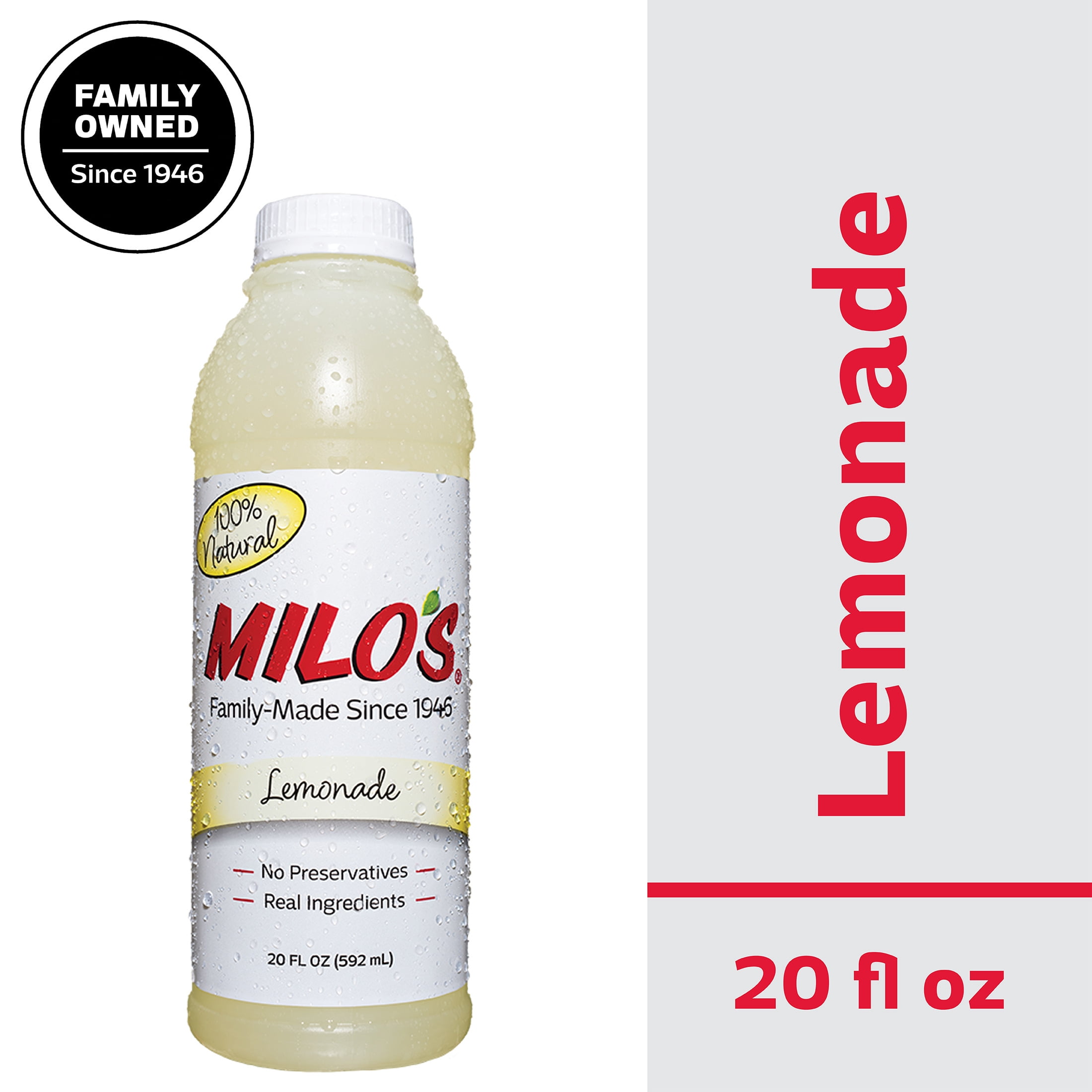 Milo's Lemonade, Refrigerated Juice Drink, 20 fl oz Bottle, 100