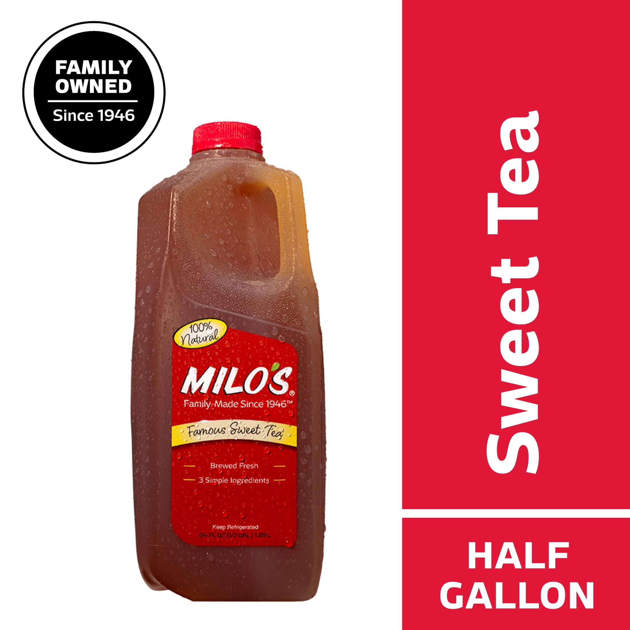 Milo's Sweet Iced Tea Half Gallon, Fresh Brewed Refrigerated Tea 64 fl oz