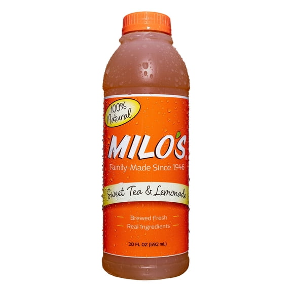 Milo's Sweet Tea and Lemonade, Refrigerated Half Iced Tea and Half Lemonade, 20 fl oz Bottle, 100% Natural, No Preservatives, Brewed Fresh Daily
