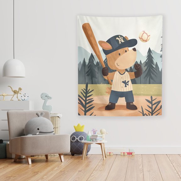 Milo the Major League Moose Wall Tapestry by Dancing Littles Jungle