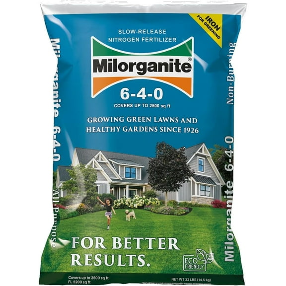 Milorganite All-Purpose Eco-Friendly Slow-Release Nitrogen Lawn Fertilizer 6-4-0, 32lb