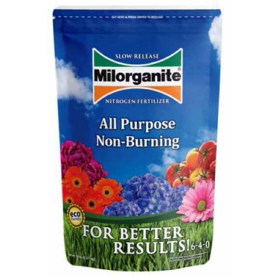 Milorganite All-Purpose Slow-Release Nitrogen Fertilizer, 6-4-0, 5 lb Bag with Iron