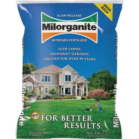 Milorganite Slow-Release Nitrogen Fertilizer, 32-Pound - 4 Bags