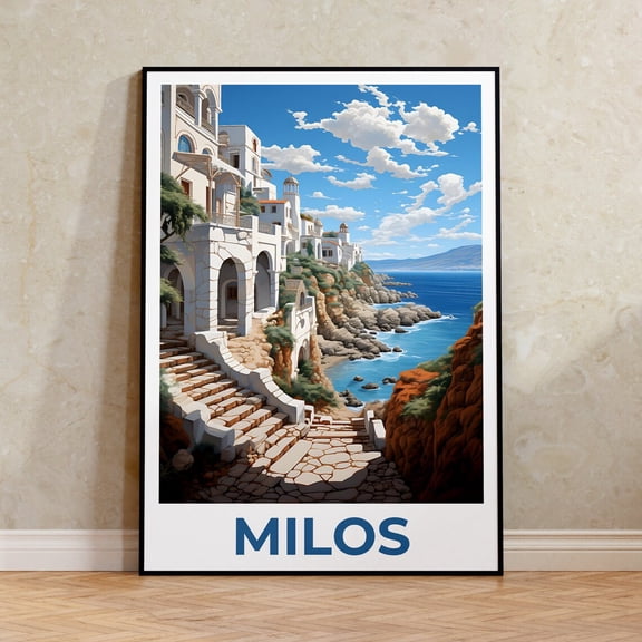 Milos Greece Island Coastal Travel Wall Art Decor Unframed Paper Print