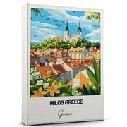 Milos Greece Travel Canvas Wall Art   Beautiful Travel Decor for Bedroom, Office Greece Canvas Print   Serene and Scenic Wall Decor Gift for Travel Lovers