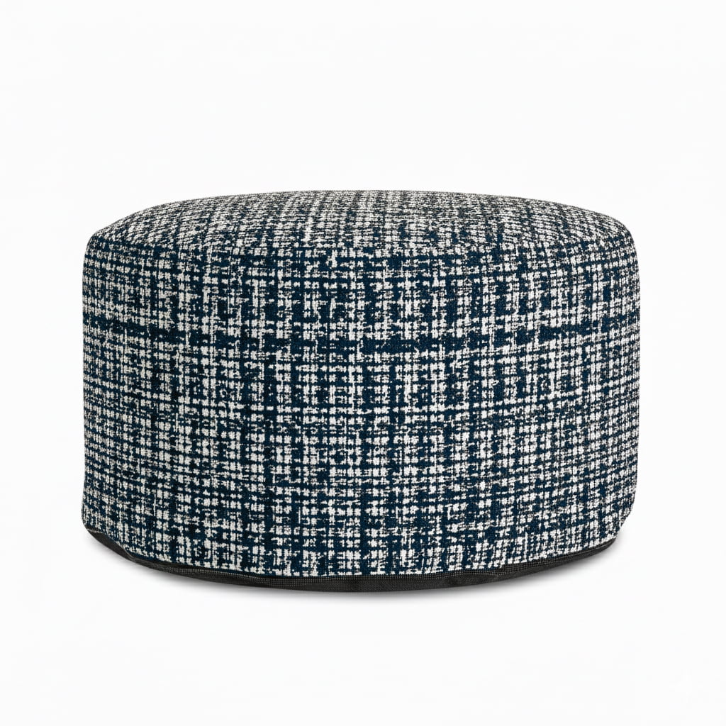 Milos Navy Indoor Outdoor Short Pouf
