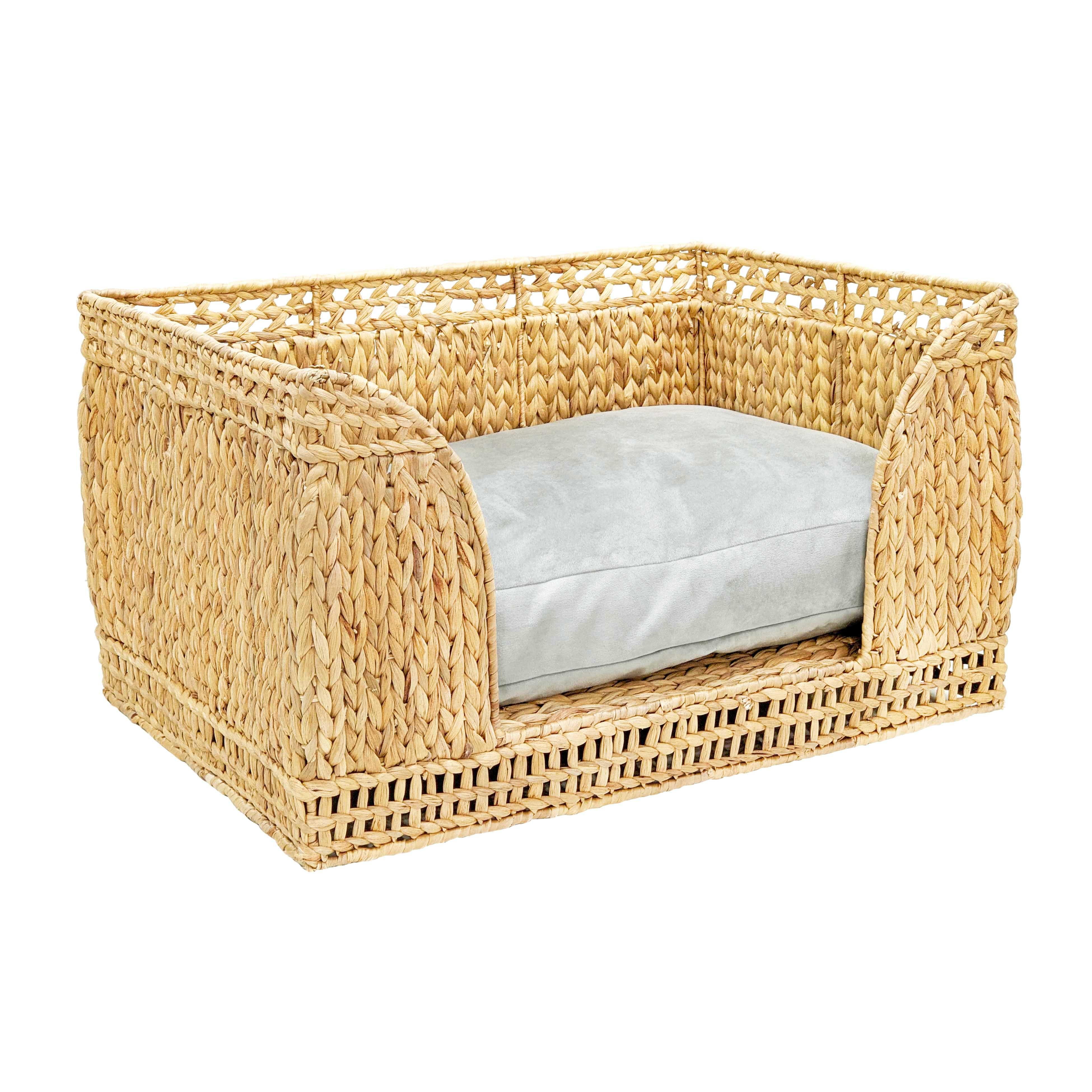 Milou Natural Rattan Small Pet Bed with Cushion