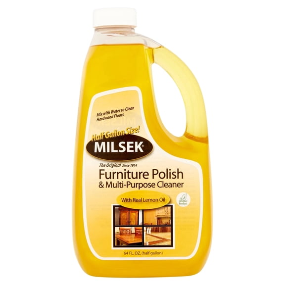 Milsek Furniture Polish & Multi-Purpose Cleaner with Real Lemon Oil, 64 Fl Oz