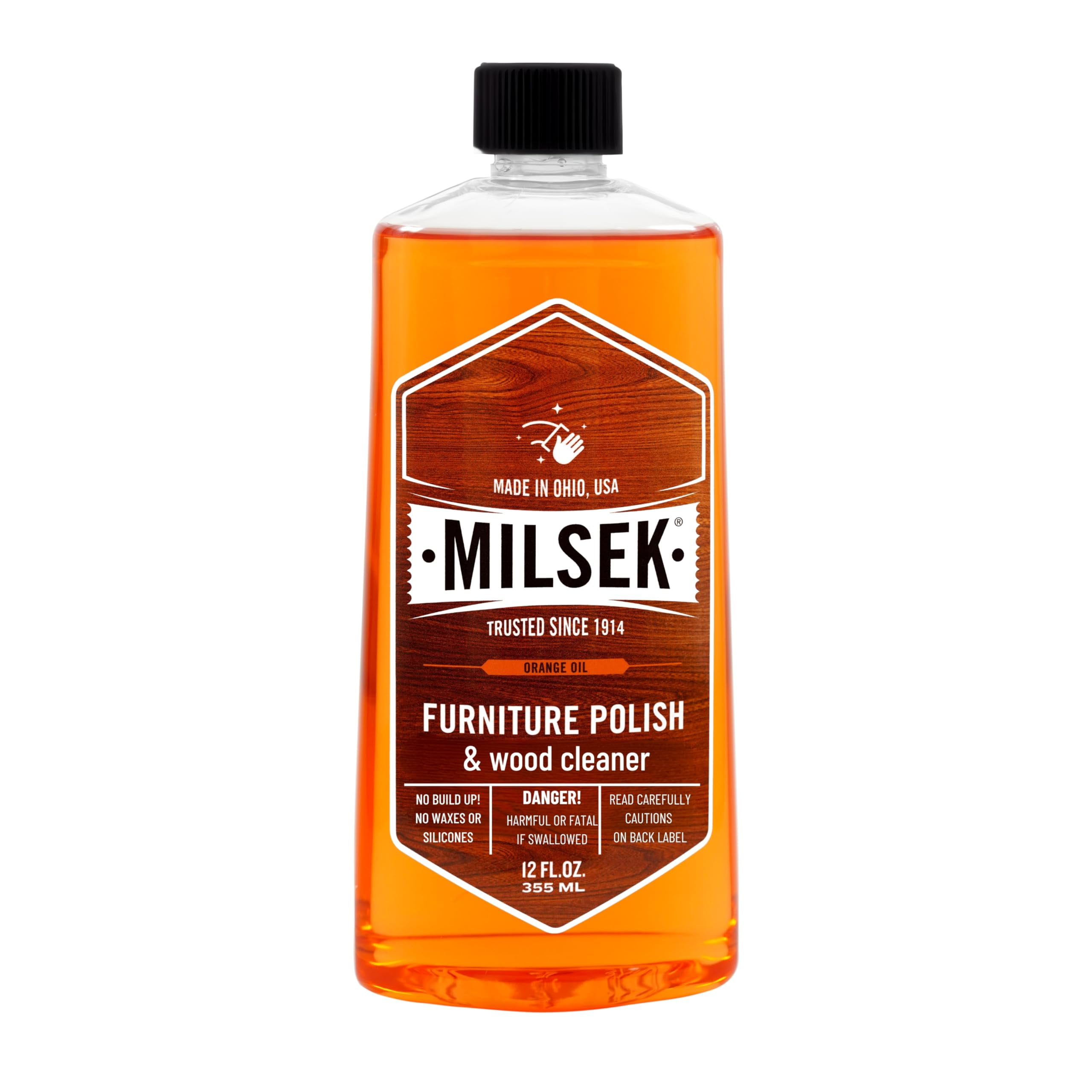Milsek Furniture Polish and Wood Cleaner with Orange Oil - Multipurpose ...