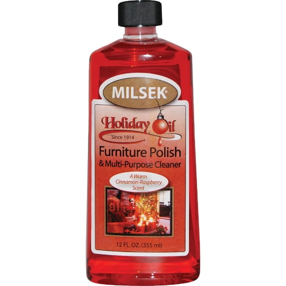 Milsek Furniture Polish and Cleaner with Cinnamon-Raspberry Scent Holiday Oil, 12-Ounce, Pack of 4, HO-4
