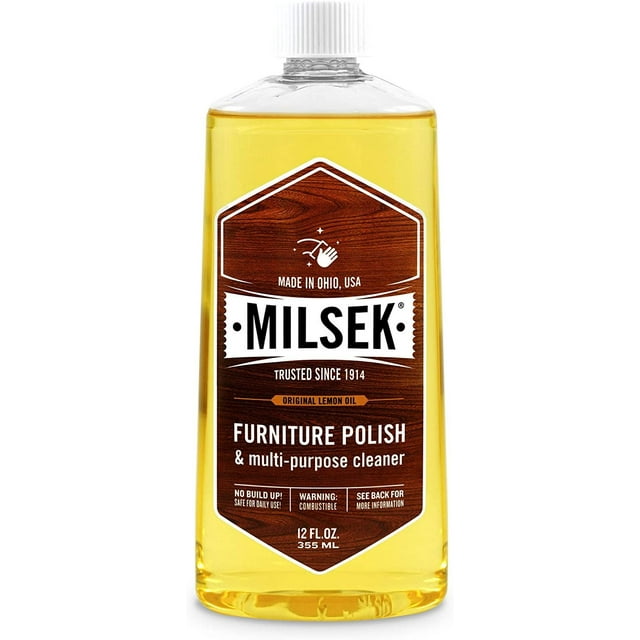 Milsek Furniture Polish and Cleaner with Lemon Oil, 12Ounce, LM12