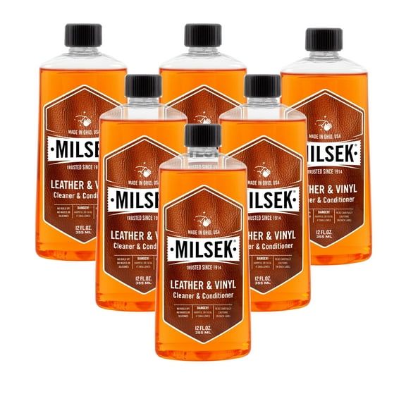 Milsek Orange Leather & Suede Cleaner & Conditioner, 12 Fl Oz, 6-Pack