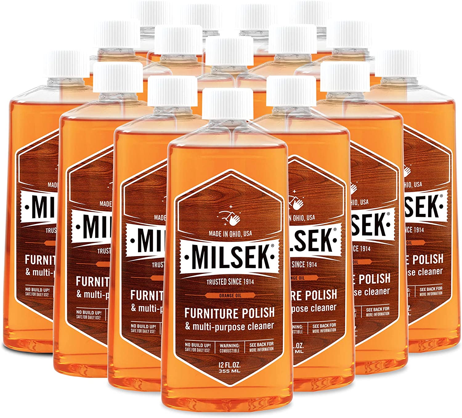 Milsek Orange Oil Furniture Polish and Cleaner 4 Pack, 12 fl oz