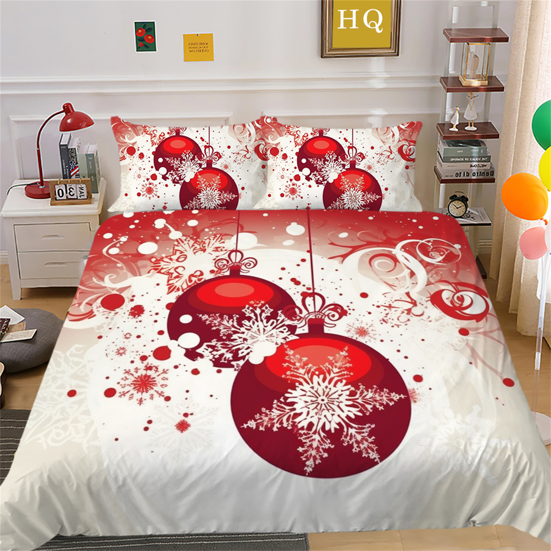 Milsleep 2/3 Pcs Bedding Cover Set Merry Christmas Theme Comforter