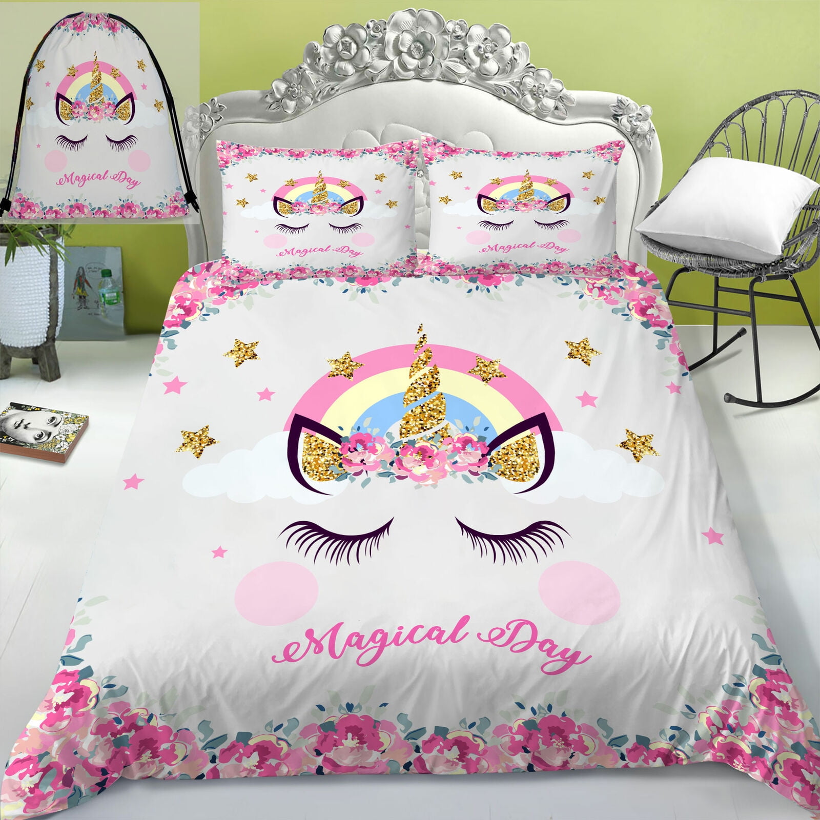 Milsleep Bedding Set Child Girl Bedroom Decor 3D Unicorn Printed