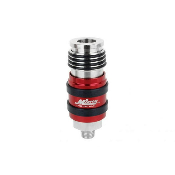 Milton 2 In ONE Universal Safety Exhaust Coupler 1/4" MNPT x 3/8" Body Flow - Box of 50