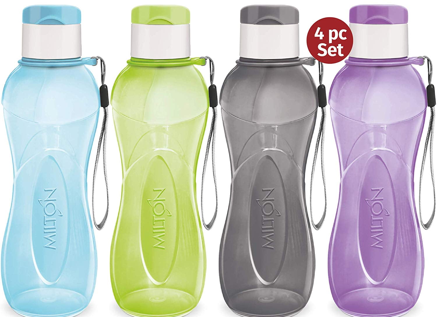 4E's Novelty Water Sports Bottles for Kids (4 Pack) 18oz BPA Free, Reusable  Plastic Water Bottles, Top Rack Dishwasher Safe