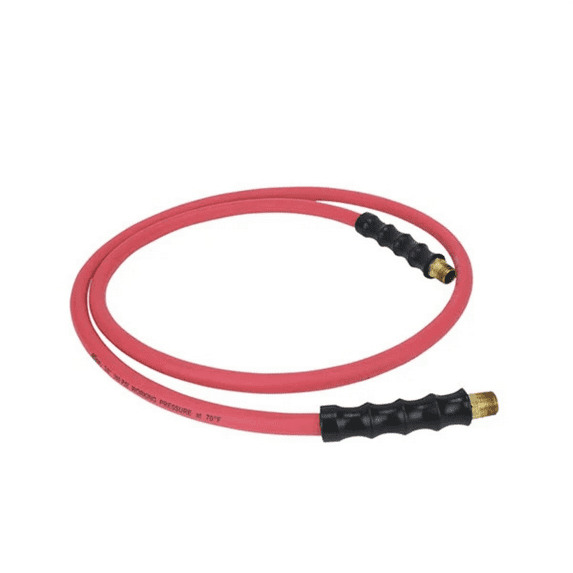 Milton Lead-in EPDM Rubber Air Hose, 3/8-inch ID x 6 ft., 3/8-inch MNPT Brass Fittings, 300 PSI