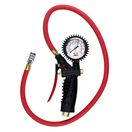Milton 572A Pro Analog Pistol Grip Inflator Gauge - 36" Hose and Kwik Grip Safety Chuck - 230 PSI